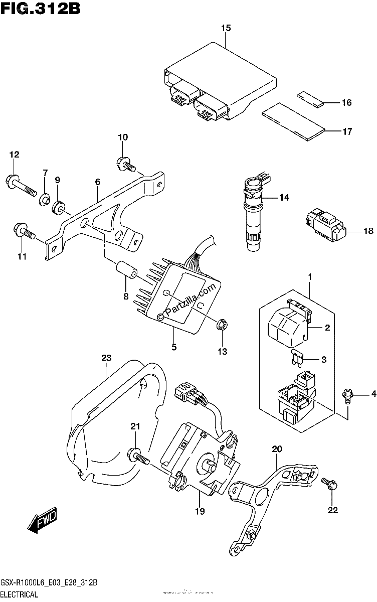 Diagrama de ELECTRICAL GSX R1000L6 E28