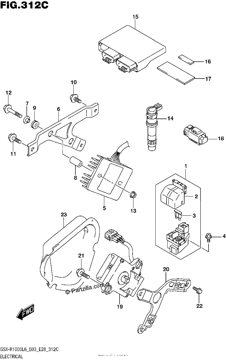 Diagrama de ELECTRICAL GSX R1000L6 E33