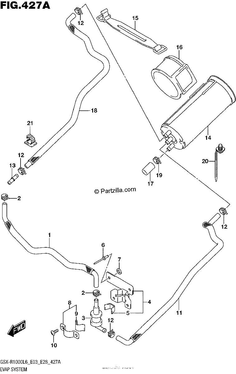 Diagrama de EVAP SYSTEM GSX R1000L6 E33
