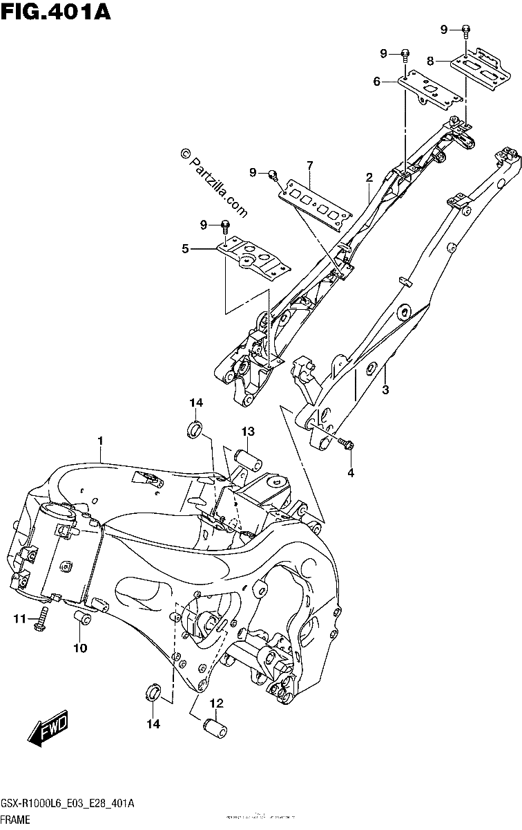 Diagrama de FRAME GSX R1000L6 E03