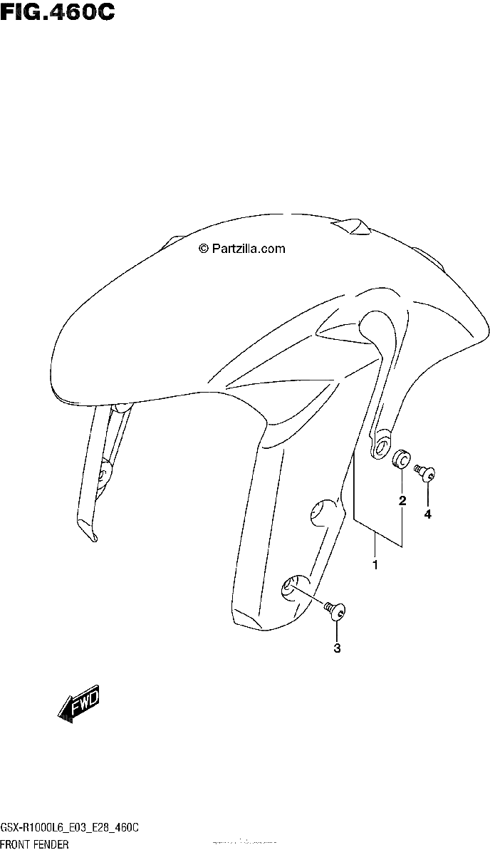 Diagrama de FRONT FENDER GSX R1000L6 E33