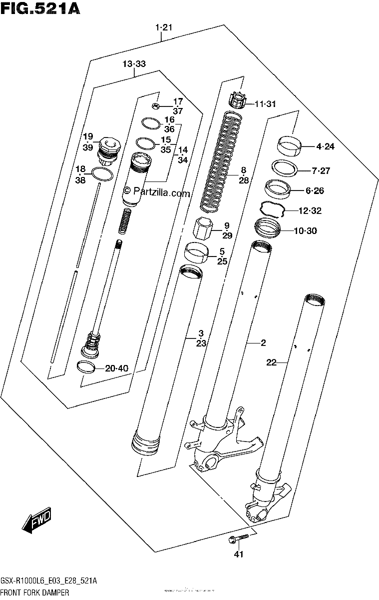 Diagrama de FRONT FORK DAMPER GSX R1000L6 E03