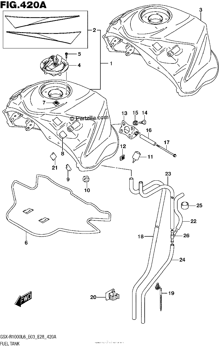 Diagrama de FUEL TANK GSX R1000L6 E03