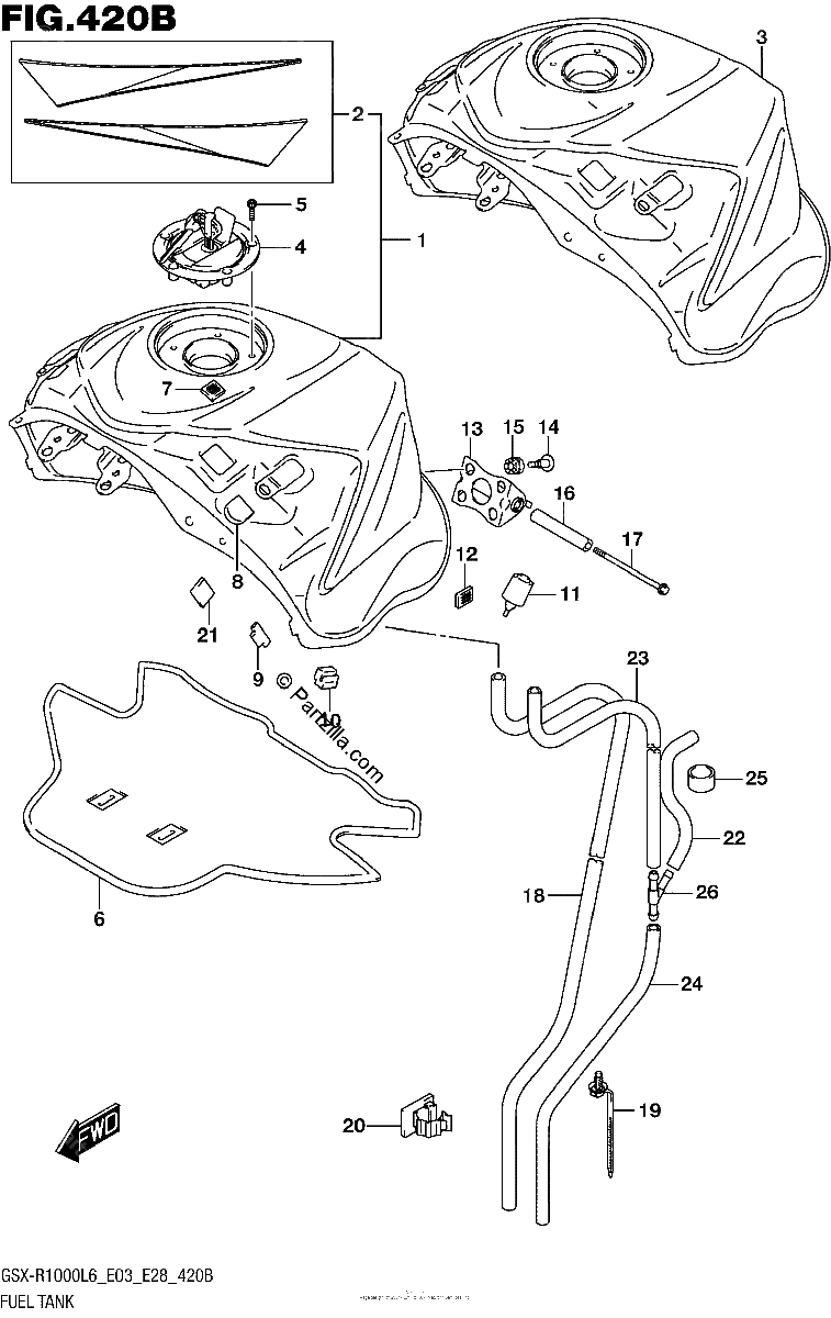 Diagrama de FUEL TANK GSX R1000L6 E28