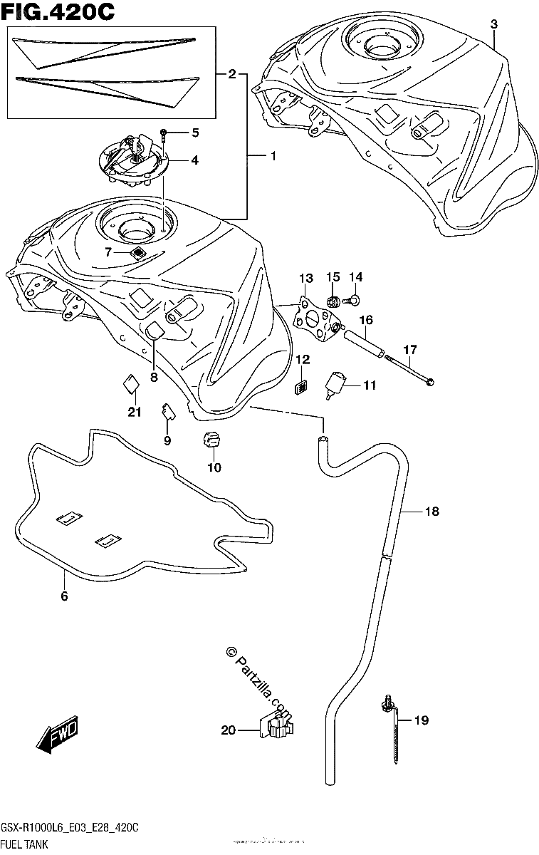 Diagrama de FUEL TANK GSX R1000L6 E33