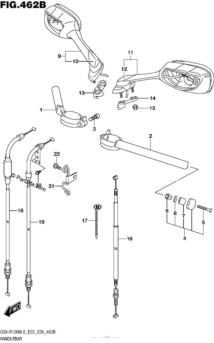 Diagrama de HANDLEBAR GSX R1000L6 E28