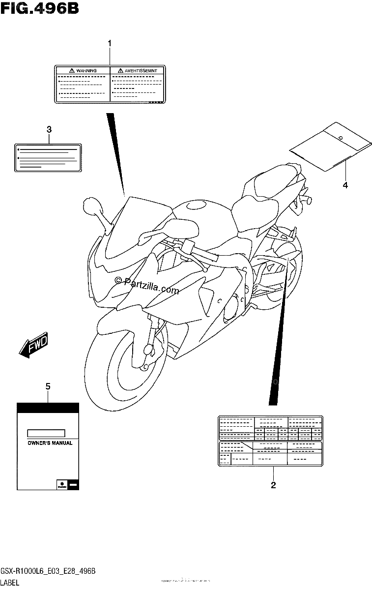Diagrama de LABEL GSX R1000L6 E28