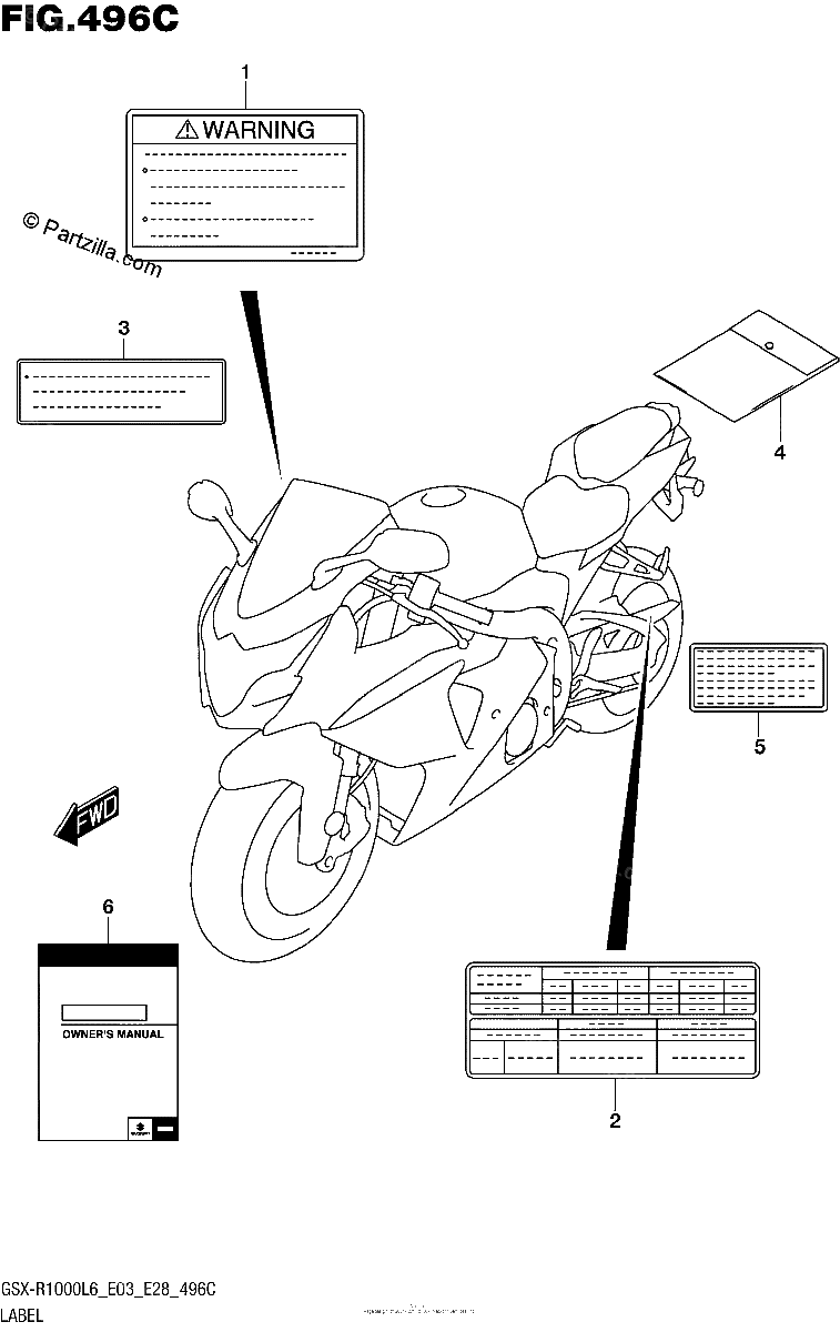 Diagrama de LABEL GSX R1000L6 E33
