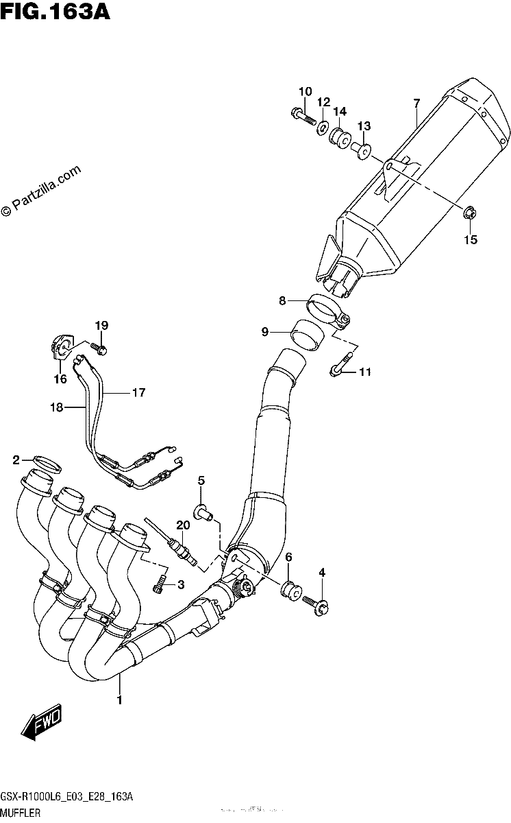 Diagrama de MUFFLER GSX R1000L6 E03
