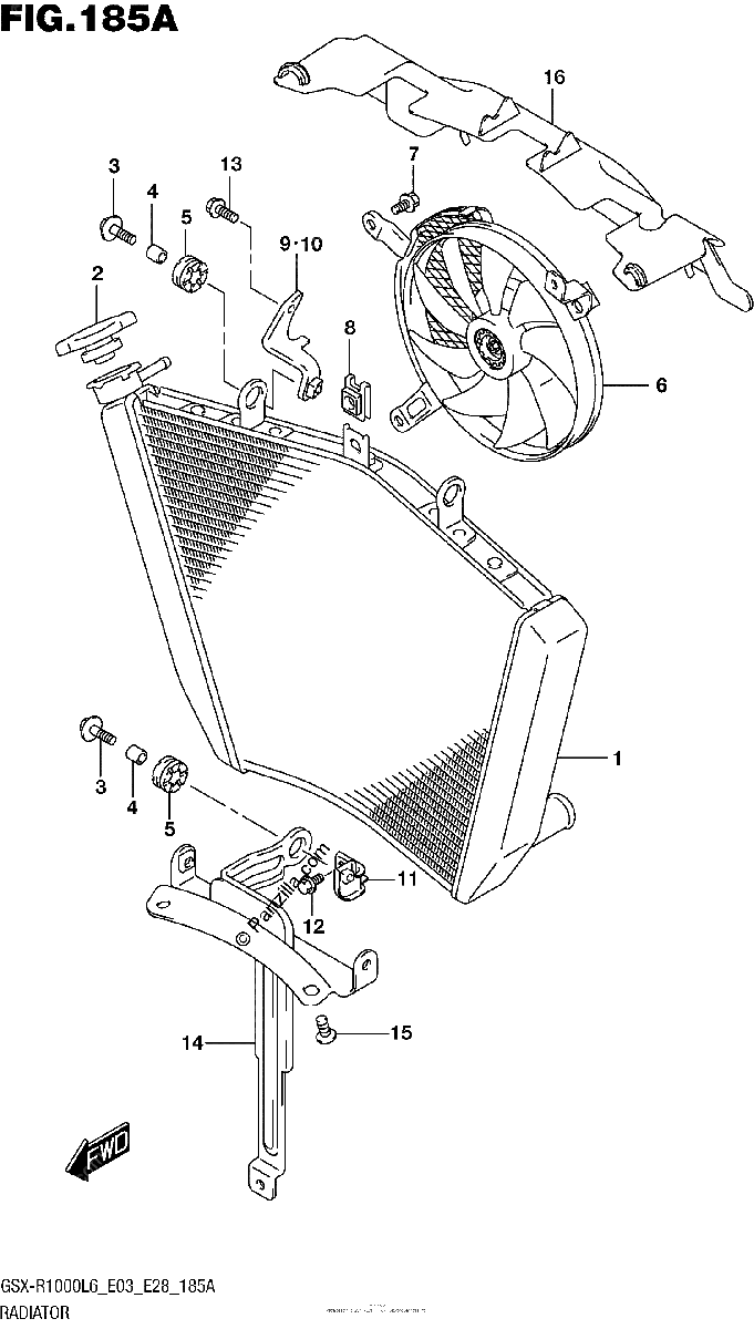 Diagrama de RADIATOR GSX R1000L6 E03