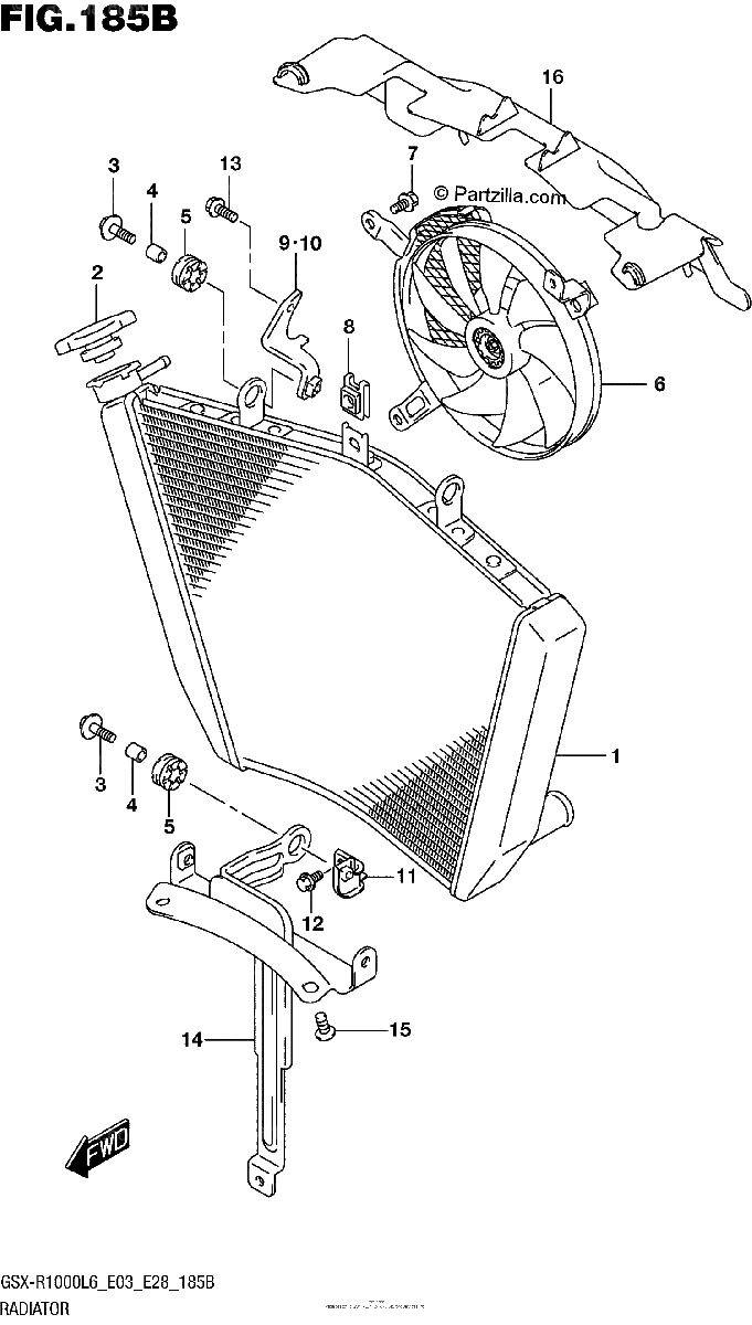 Diagrama de RADIATOR GSX R1000L6 E28