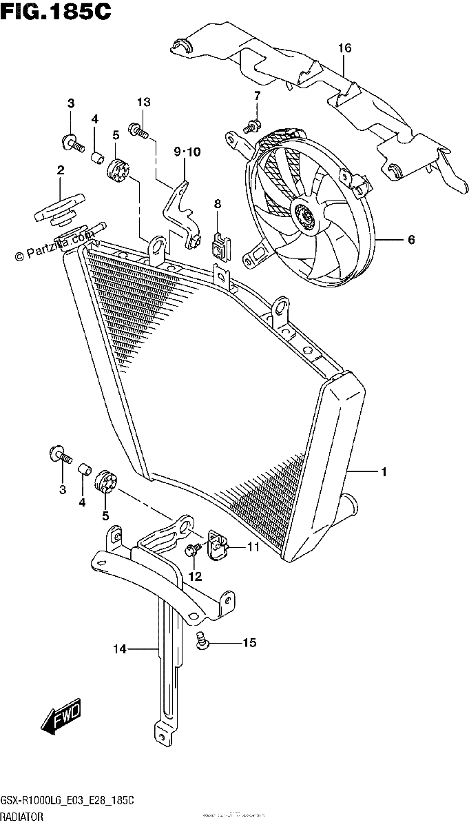 Diagrama de RADIATOR GSX R1000L6 E33