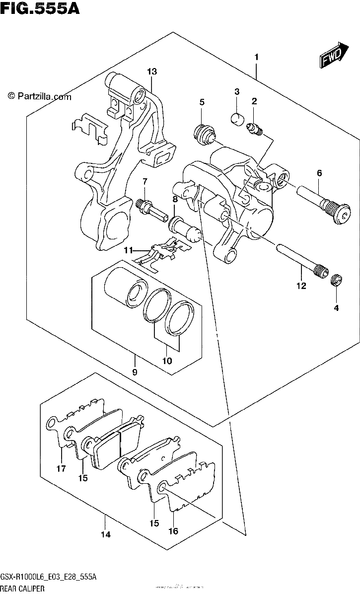 Diagrama de REAR CALIPER GSX R1000L6 E03