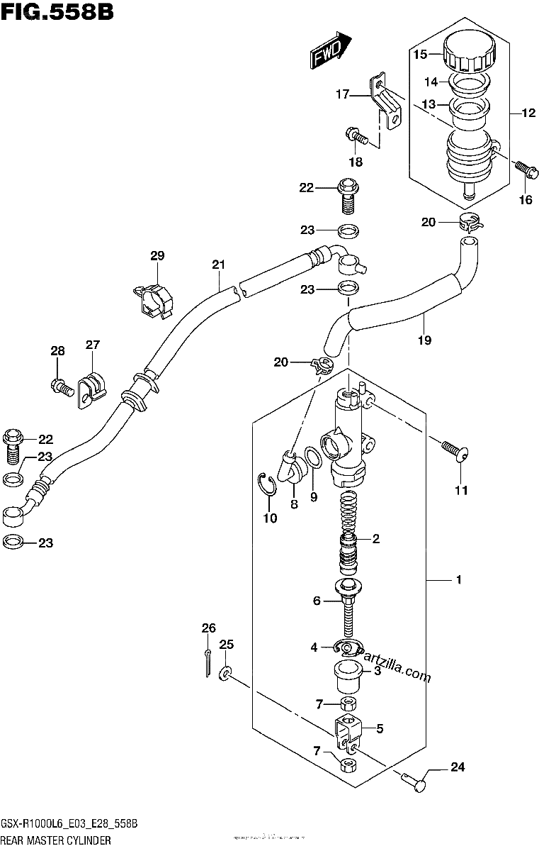 Diagrama de REAR MASTER CYLINDER GSX R1000L6 E28