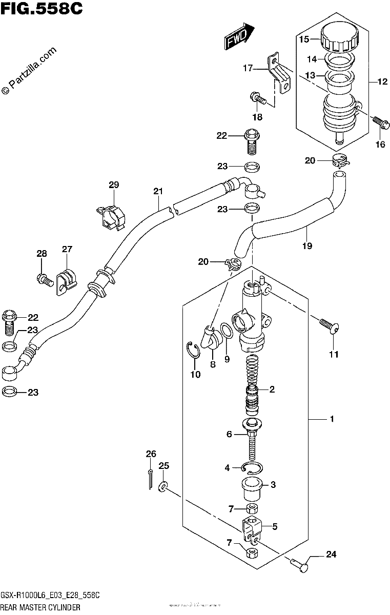Diagrama de REAR MASTER CYLINDER GSX R1000L6 E33