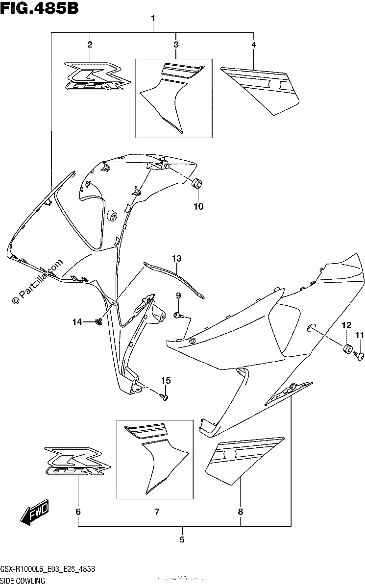 Diagrama de SIDE COWLING AJP JSP