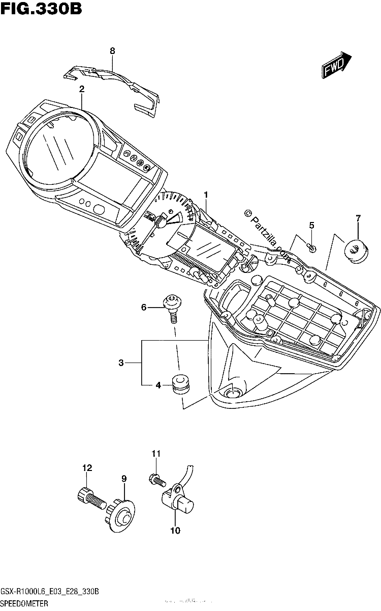 Diagrama de SPEEDOMETER GSX R1000L6 E28