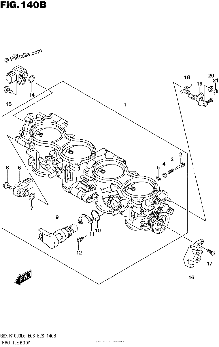 Diagrama de THROTTLE BODY GSX R1000L6 E28