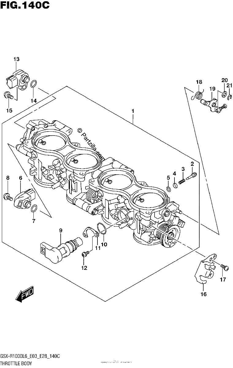 Diagrama de THROTTLE BODY GSX R1000L6 E33