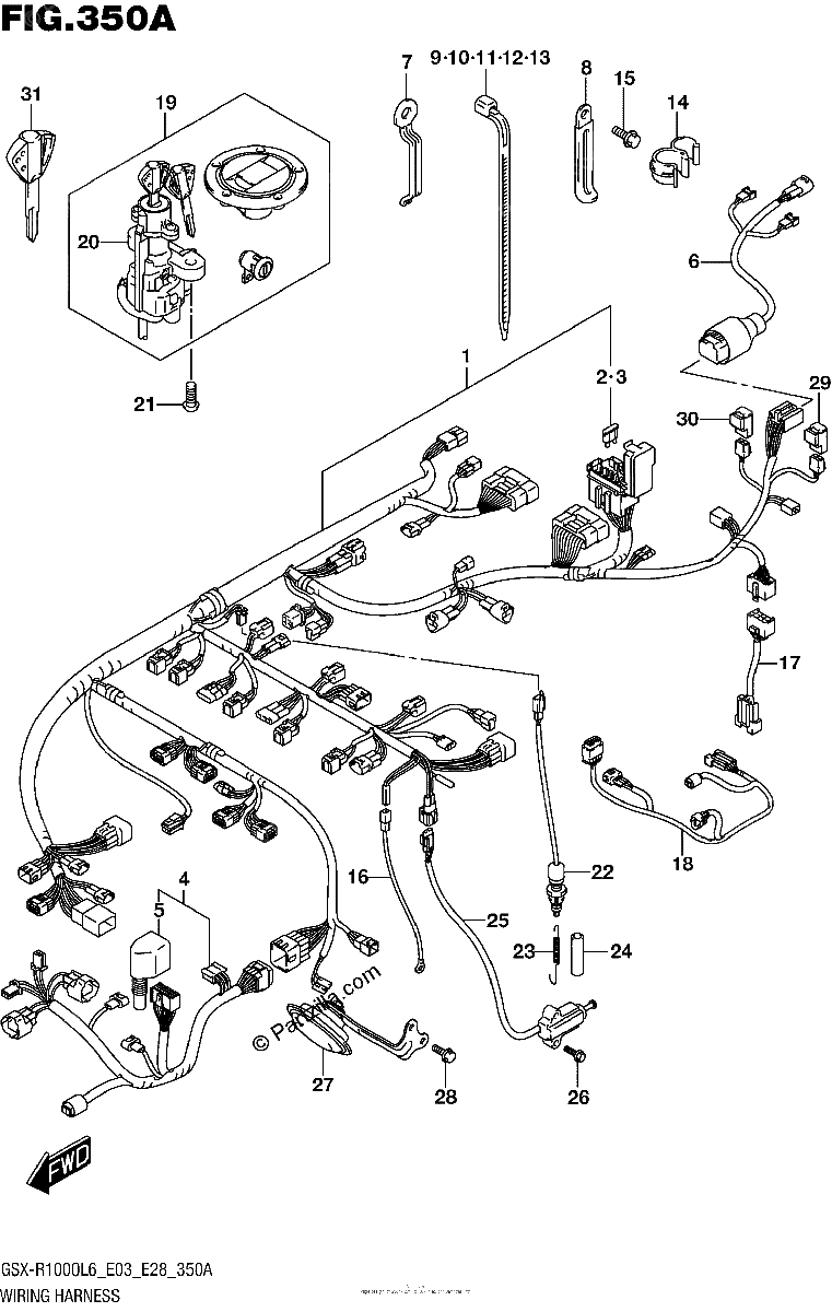 Diagrama de WIRING HARNESS GSX R1000L6 E03