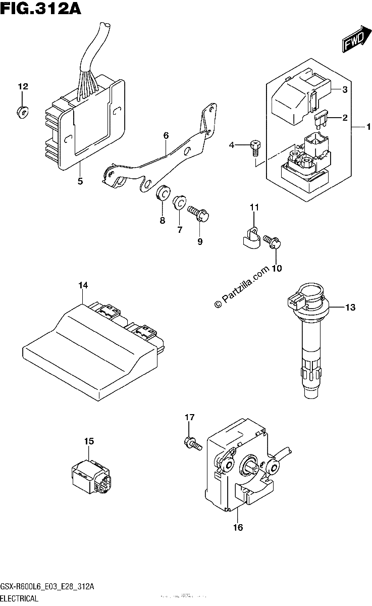 Diagrama de ELECTRICAL GSX R600L6 E03