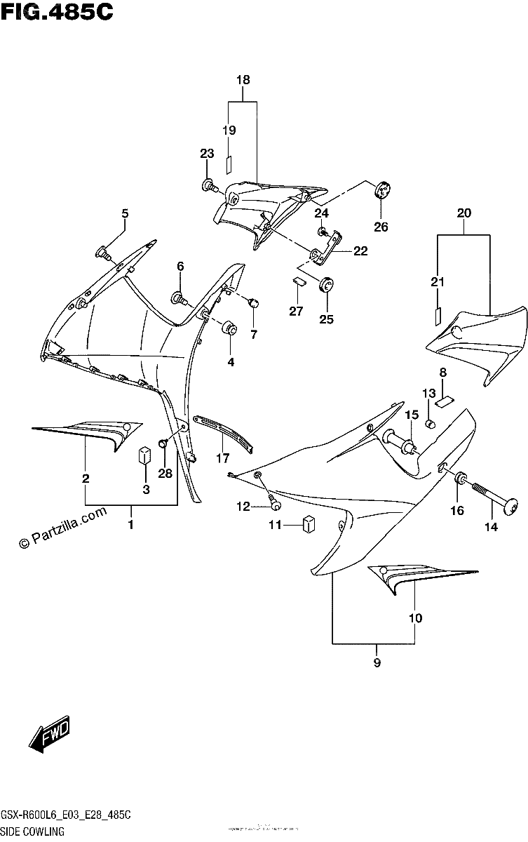 Diagrama de SIDE COWLING ARB