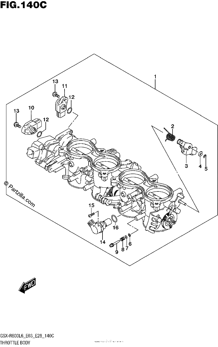 Diagrama de THROTTLE BODY GSX R600L6 E33