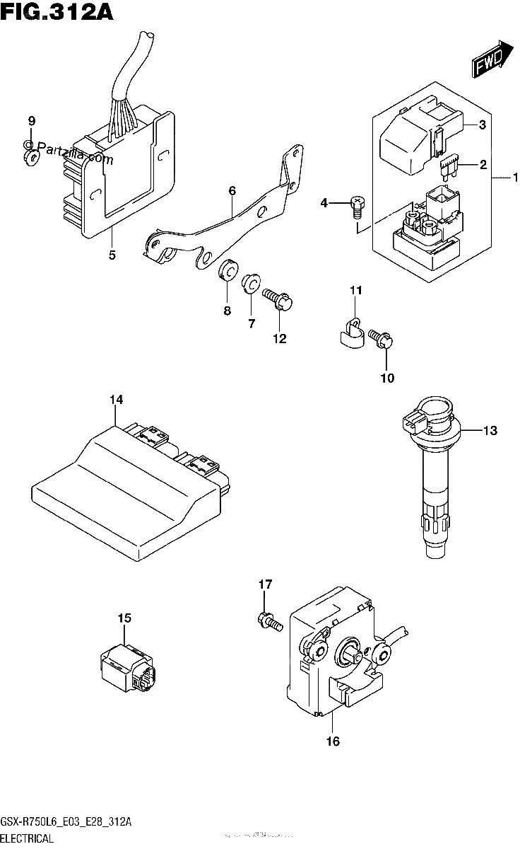Diagrama de ELECTRICAL GSX R750L6 E03