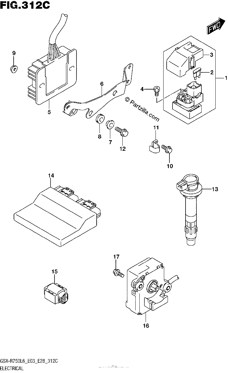 Diagrama de ELECTRICAL GSX R750L6 E33