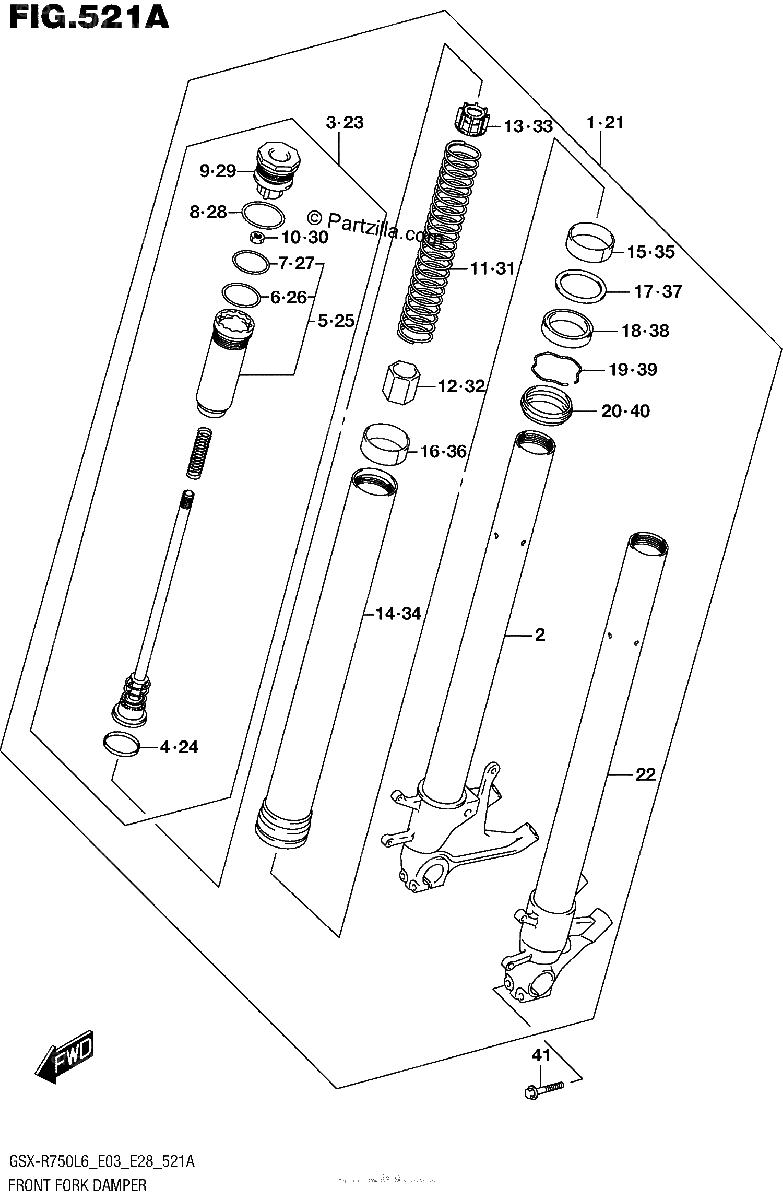 Diagrama de FRONT FORK DAMPER