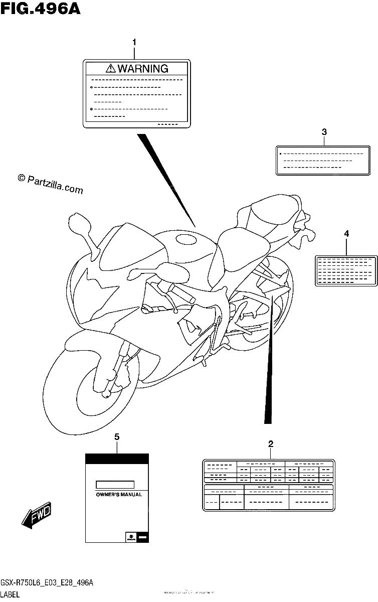 Diagrama de LABEL GSX R750L6 E03