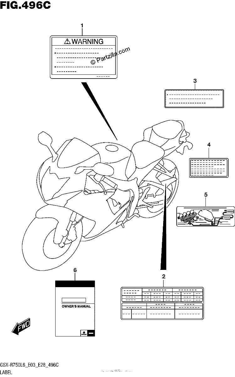 Diagrama de LABEL GSX R750L6 E33