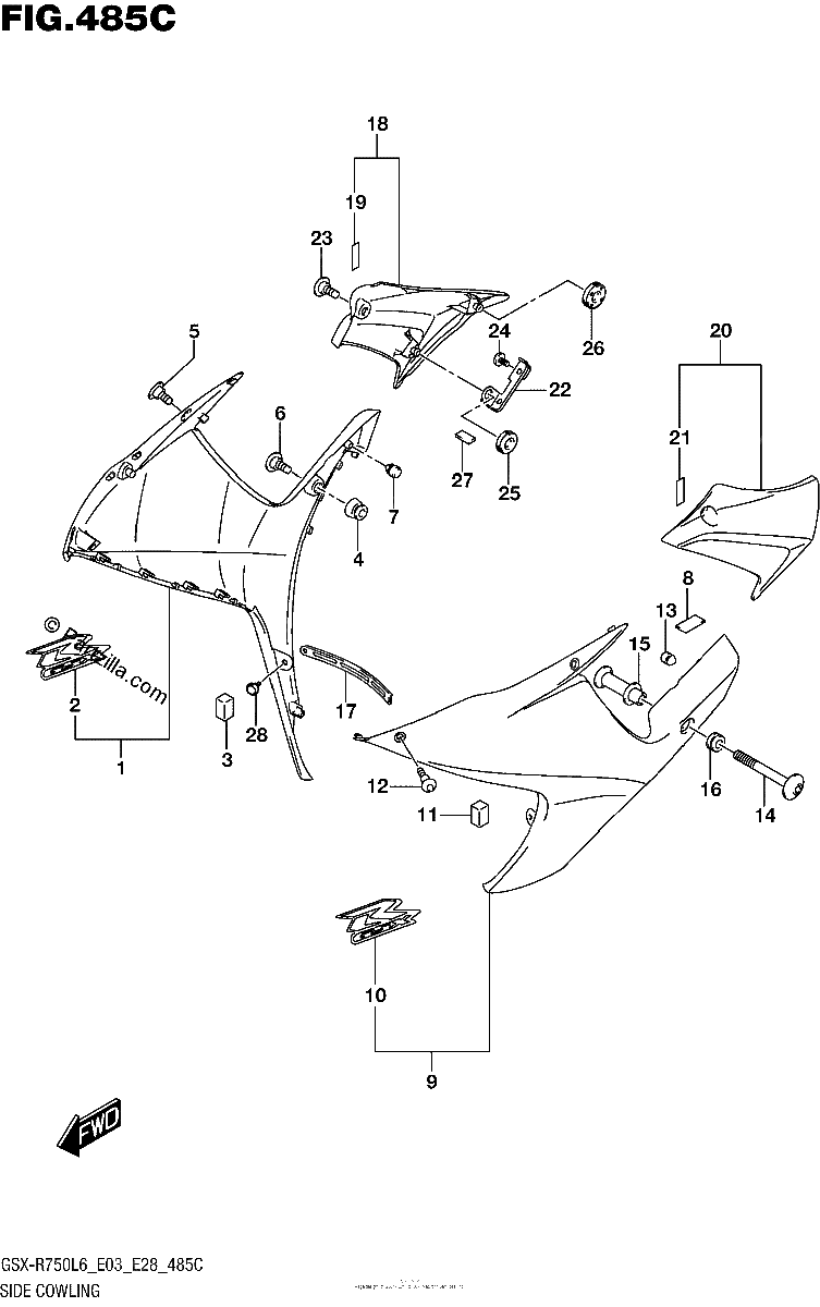 Diagrama de SIDE COWLING KGL