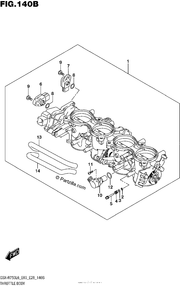 Diagrama de THROTTLE BODY GSX R750L6 E28