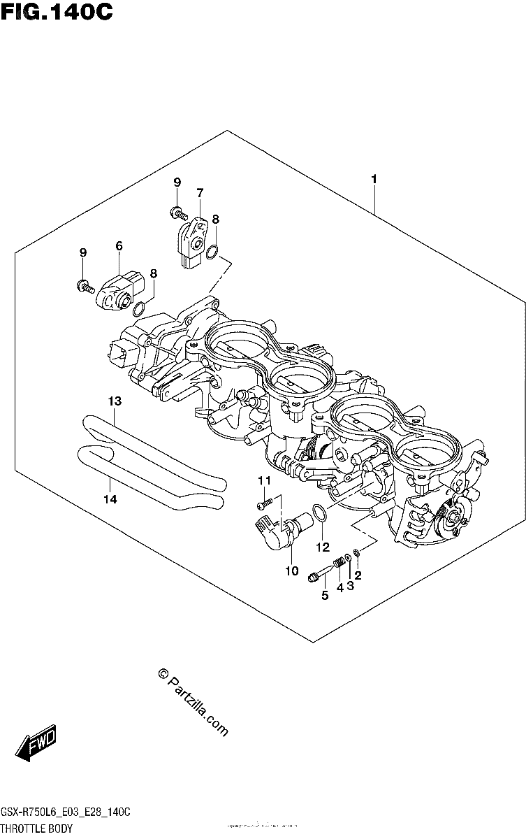 Diagrama de THROTTLE BODY GSX R750L6 E33