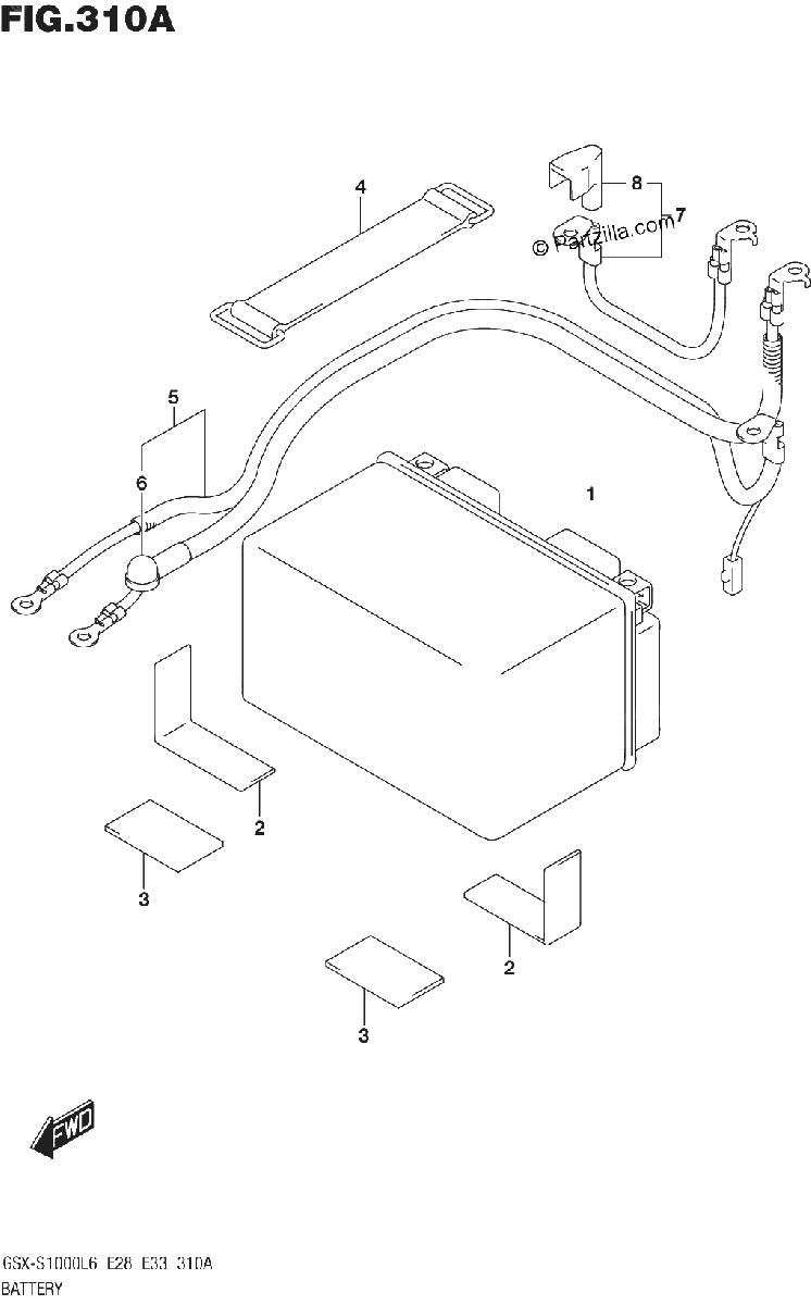 Diagrama de BATTERY GSX S1000L6 E33