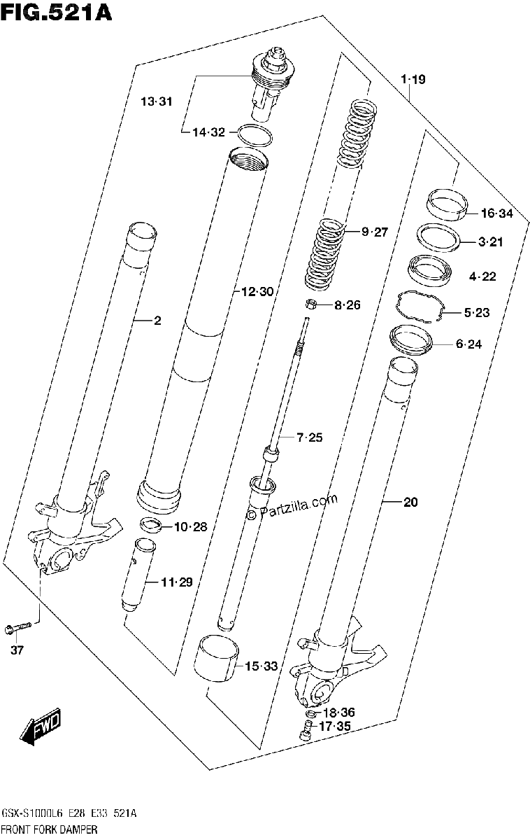 Diagrama de FRONT FORK DAMPER
