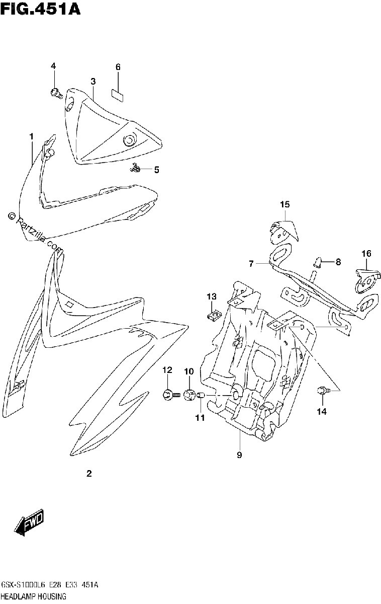 Diagrama de HEADLAMP HOUSING