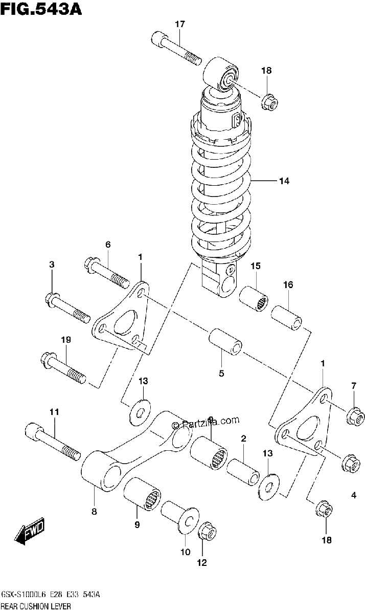 Diagrama de REAR CUSHION LEVER