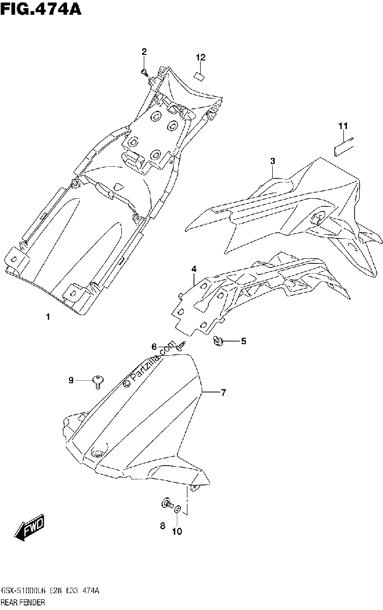 Diagrama de REAR FENDER