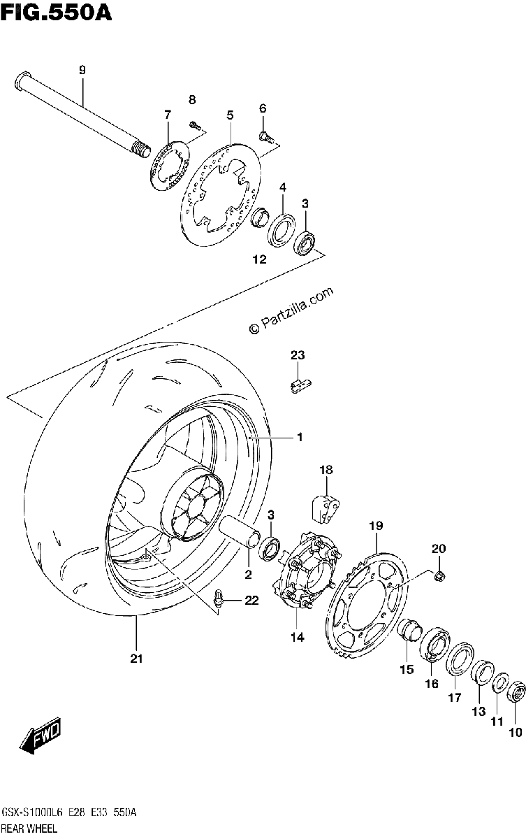 Diagrama de REAR WHEEL