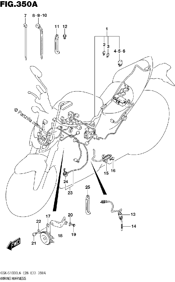 Diagrama de WIRING HARNESS GSX S1000L6 E33