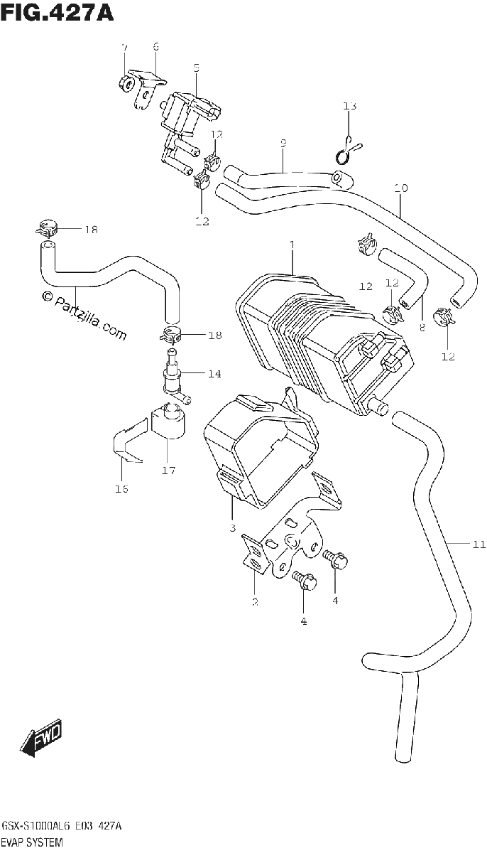 Diagrama de EVAP SYSTEM GSX S1000AL6 E33