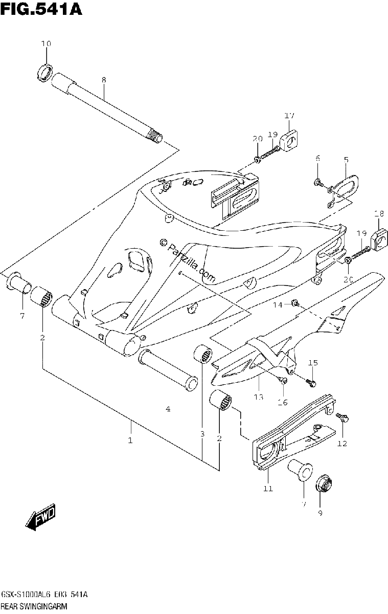 Diagrama de REAR SWINGINGARM