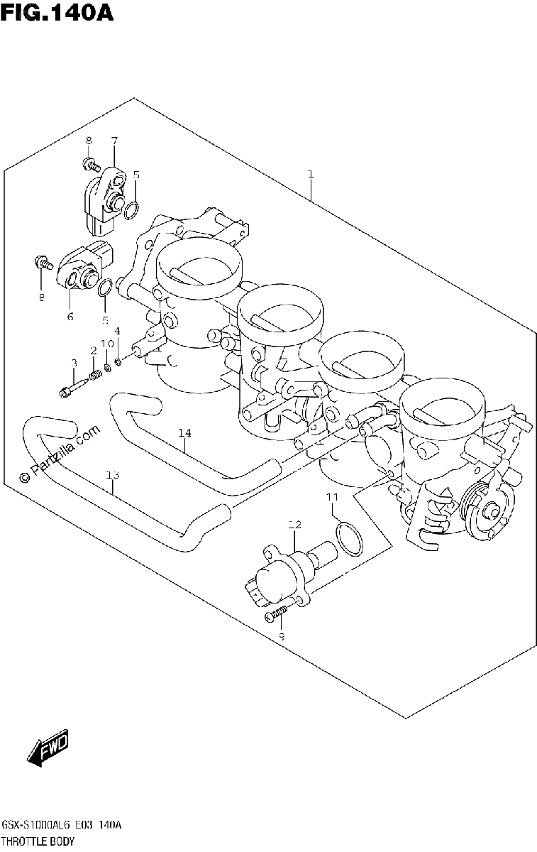 Diagrama de THROTTLE BODY GSX S1000AL6 E03