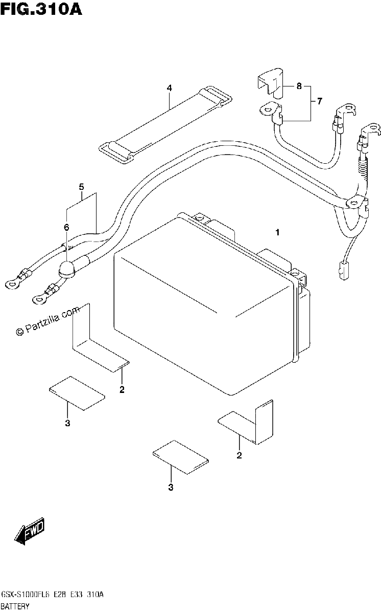 Diagrama de BATTERY GSX S1000FL6 E33