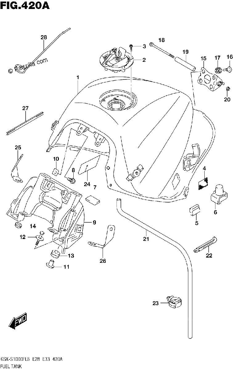 Diagrama de FUEL TANK GSX S1000FL6 E33