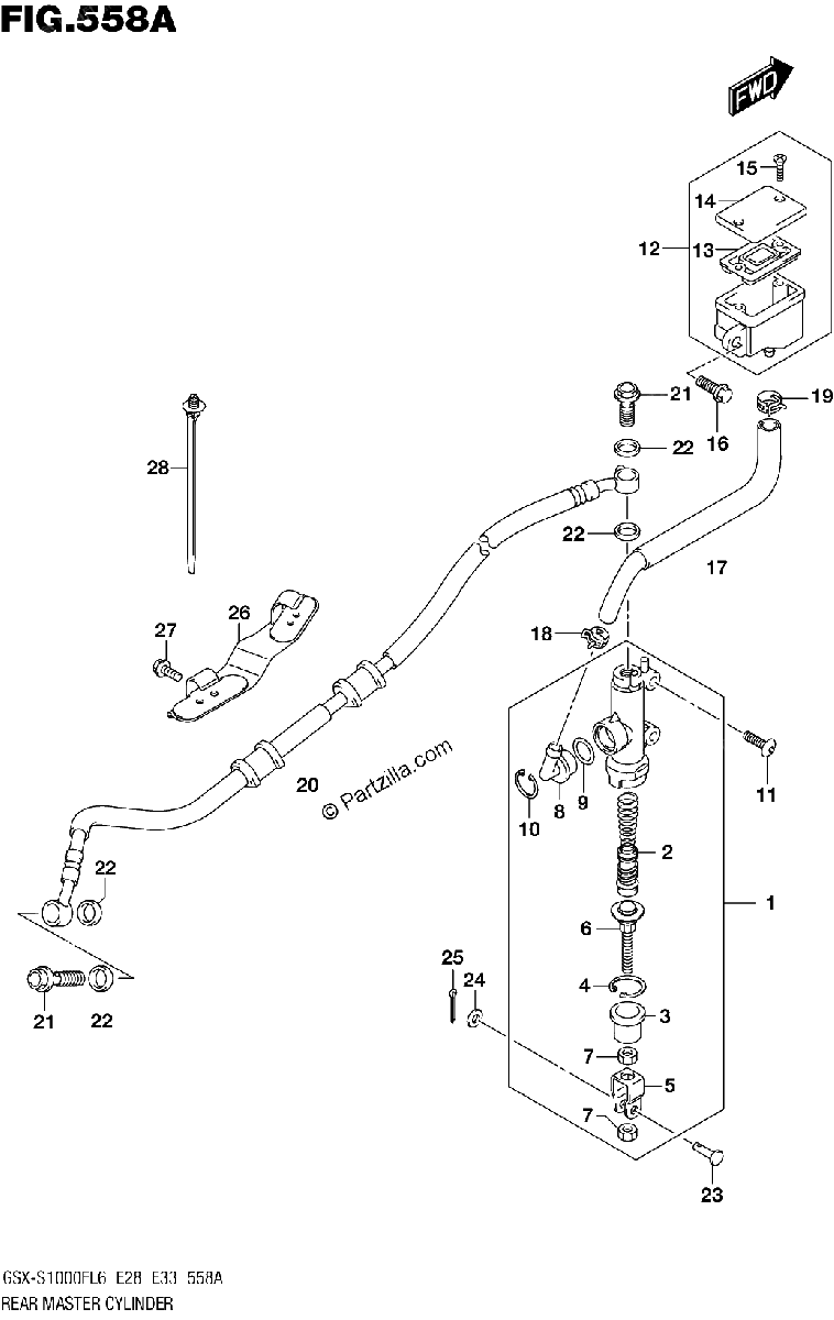 Diagrama de REAR MASTER CYLINDER GSX S1000FL6 E33
