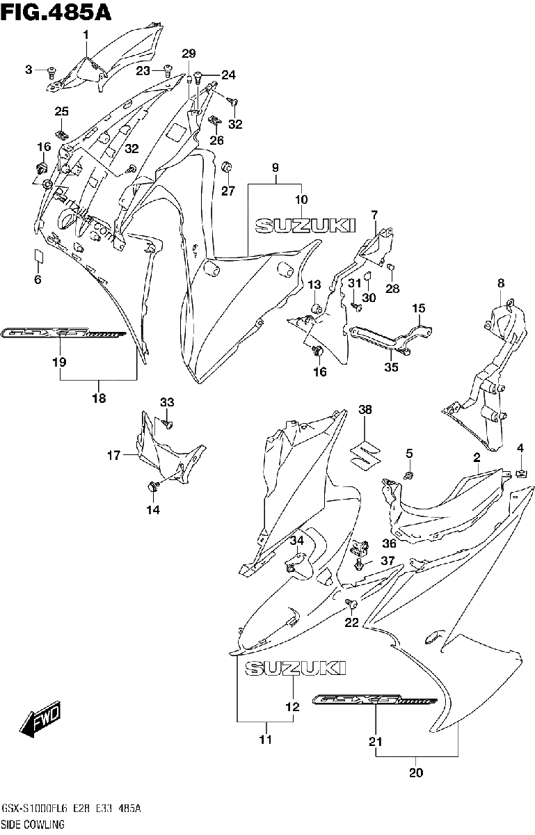 Diagrama de SIDE COWLING PGZ AV4