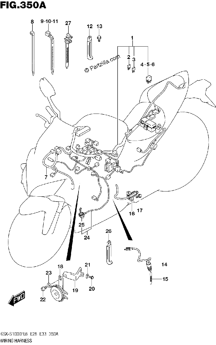 Diagrama de WIRING HARNESS GSX S1000FL6 E33